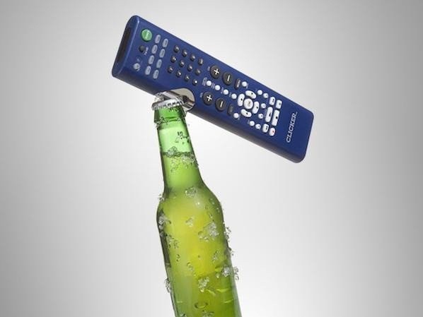 A remote control that has beer opener 